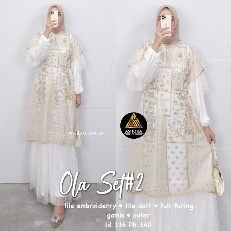 Olla Set // One Set Dress dan outer Brukat Outfit Kondangan