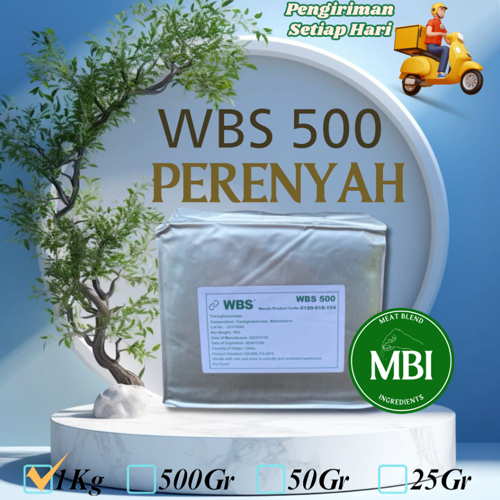 

Enzim WBS 500 | Perenyah bakso | Penyakrek | Membuat tekstur kress bakso, sosis, nugget (1Kg)