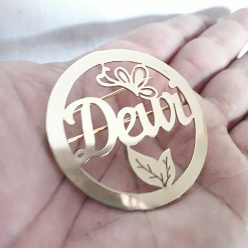 Bros Nama Titanium Anti Karat, Bros Hijab Titanium Bisa Custom Nama Sendiri