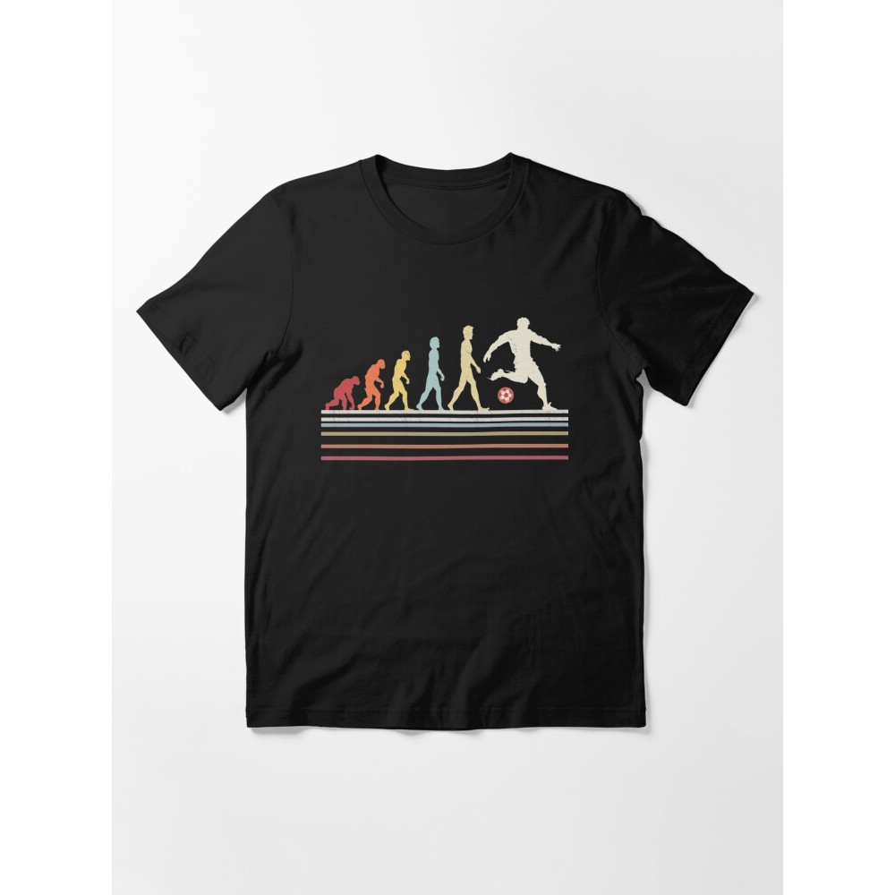 Kaos Funny Soccer Evolution Of Man Sport Retro Vintage TShirt