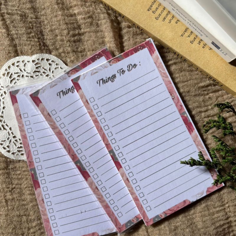 

khalishop - coral memopad to do, notepad vintage floral, memo, notes, things to do list, things to do, to do list, thing to do list, memo pad, check list, memopad vintage, notepad vintage