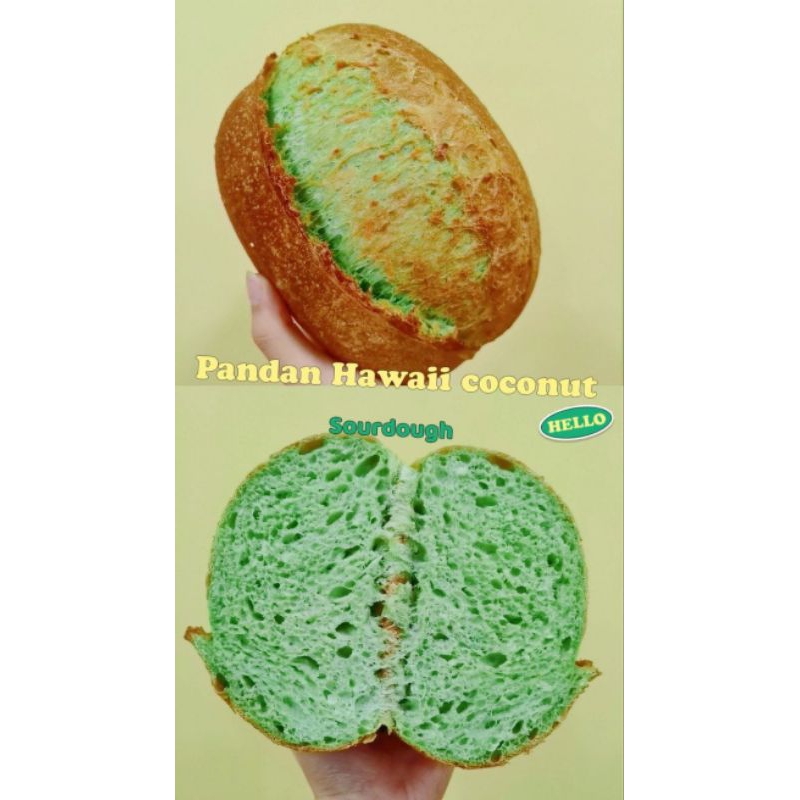 

Roti Sourdough PANDAN HAWAI COCONUT Tanpa Gula, Susu Dan Telur/Vegan Sourdough | No Milk, No Egg, No Sugar