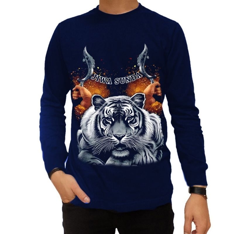 Kaos Distro Pria Lengan Panjang Kujang Harimau Putih Keren Terbaru Baju Pria Kekinian Termurah Terla
