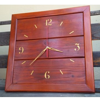 Jam Dinding Kayu Jati Model Persegi Klasik