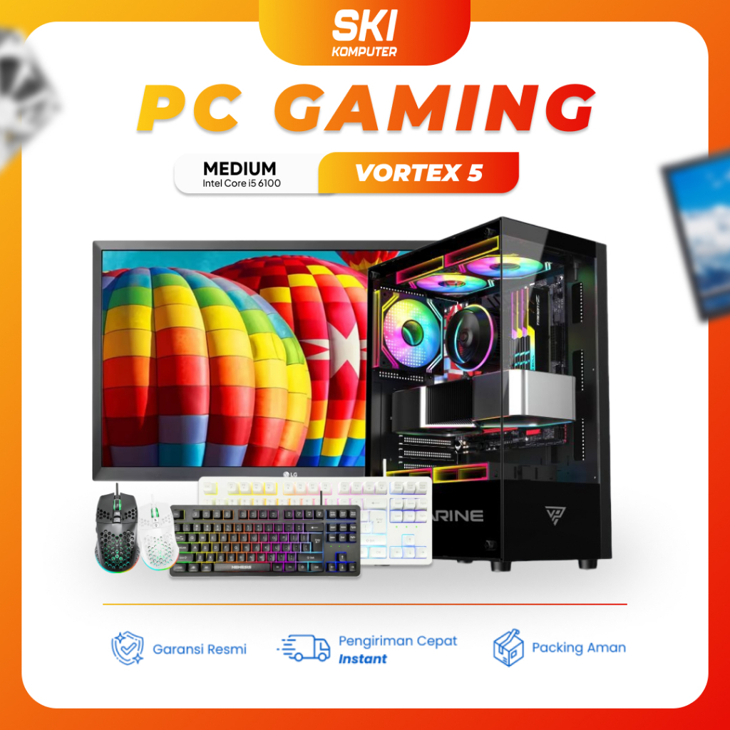 Pc Rakitan Gaming Core I5 6500 Fullset GTX 750 Ti Ram 16GB SSD 512GB Layar monitor LED 24 Inch - Bar