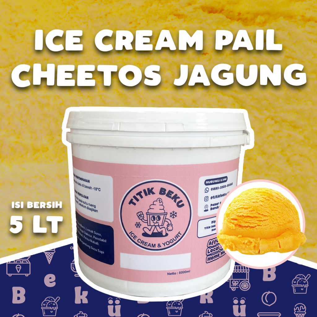 

TITIK BEKU ICE CREAM 5 LITER CHEETOS JAGUNG MANIS / PAIL / EMBER / ES KRIM LITERAN