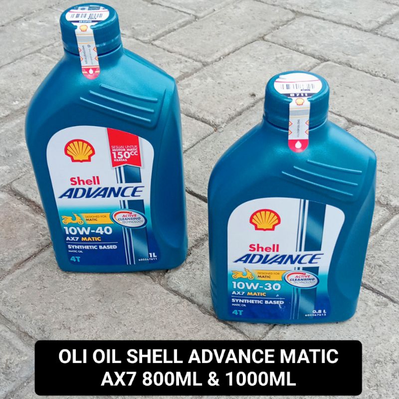 OLI OIL MATIC SHELL ADVANCE AX7 SCOOTER ( BIRU ) SAE 10W30 800ML & 10W40 1000ML SYNTHETIC BASED ORIG