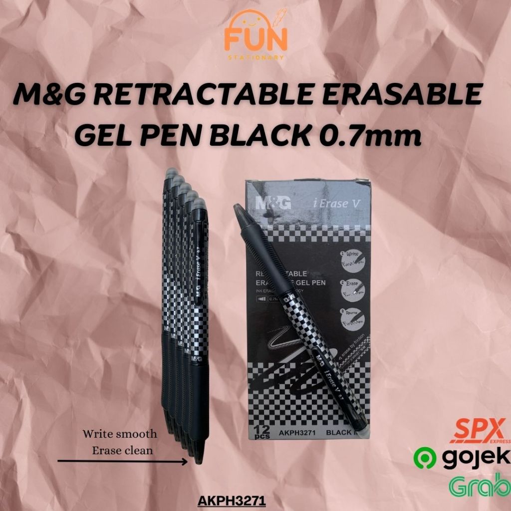 

M&G RETRACTABLE ERASABLE GEL PEN BLACK 0.7mm