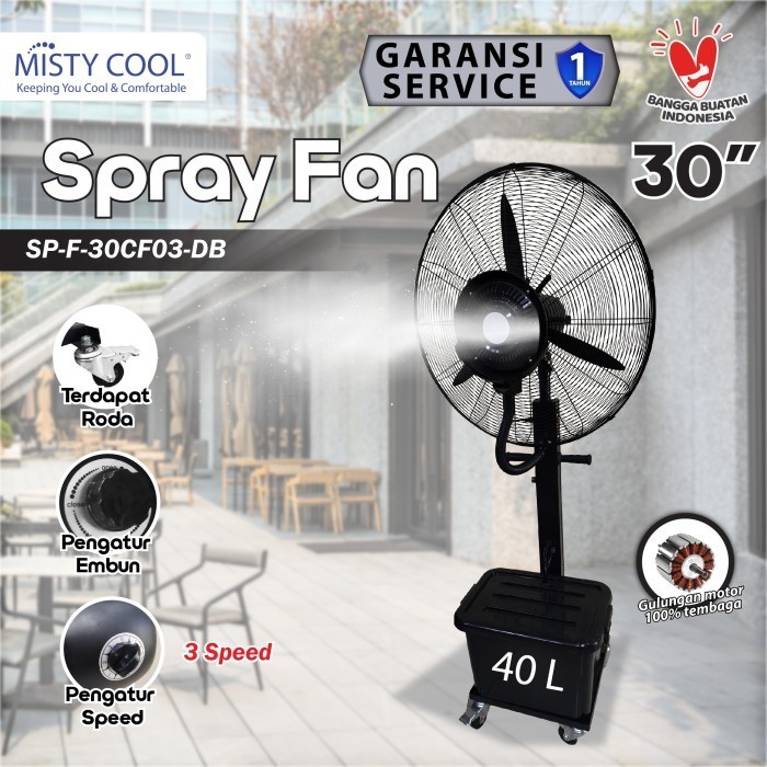 Misty Cool 30 Inch 40 L SP-F-30CF03-DB Kipas Embun Kabut Uap Hitam