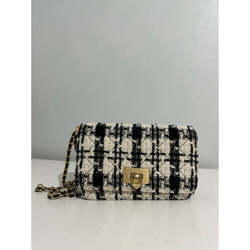 PRELOVED CHARLES & KEITH TWEED SLING BAG