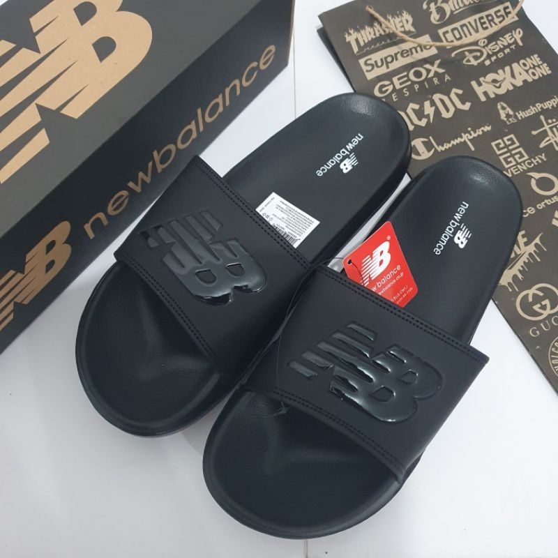 SANDAL SLIP ON NB FULL BLACK FREE BOX & PAPERBAG