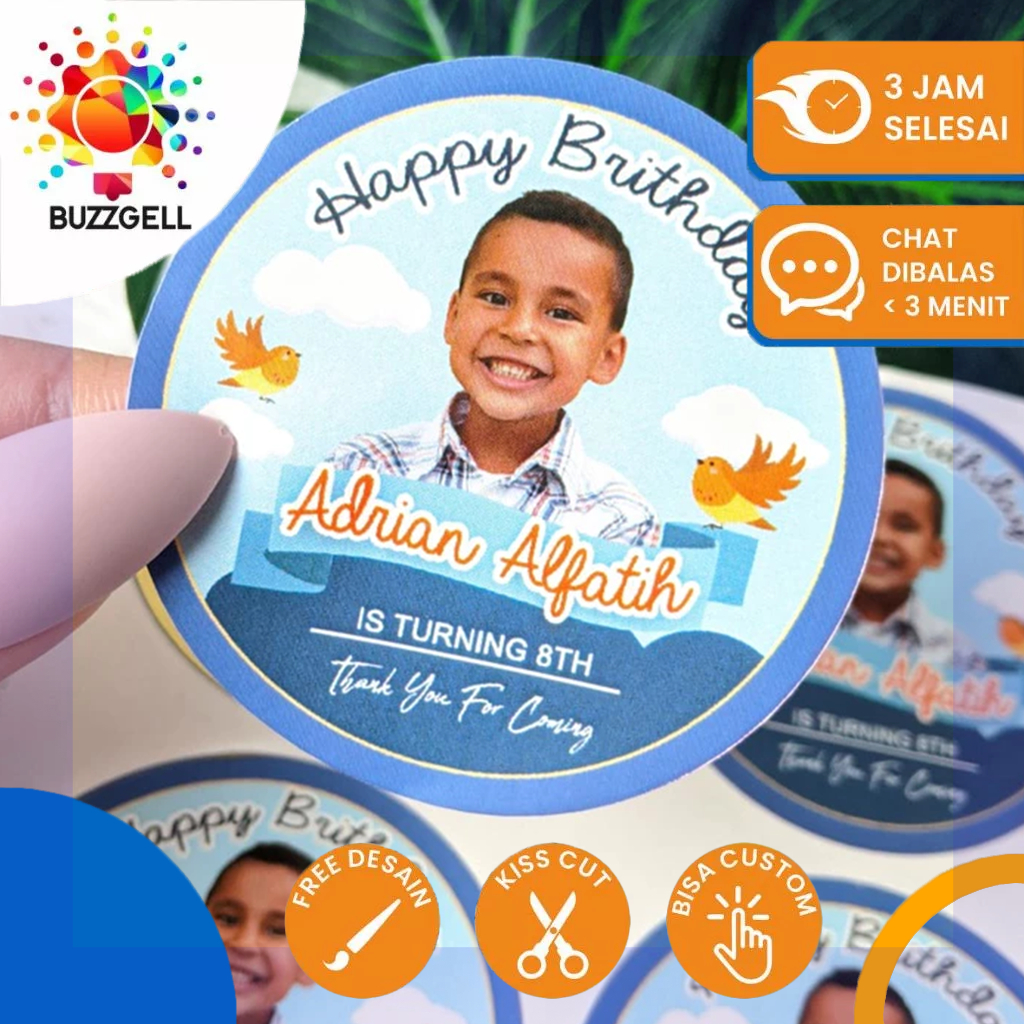 

2-4 Sticker Undangan Ulang Tahun Stiker Label Ultah Anak Bulat Stiker Ulang Taun
