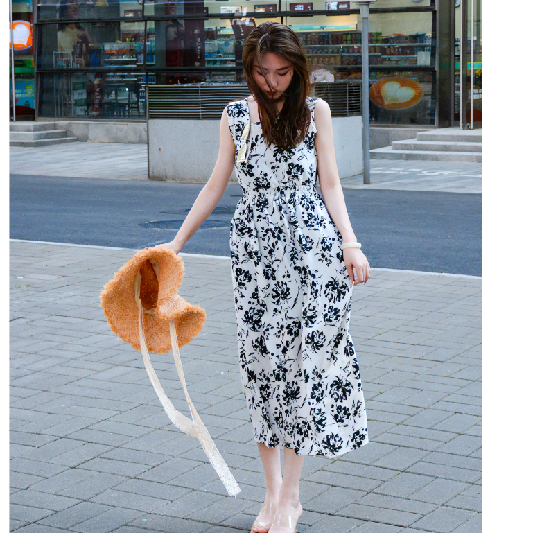 Fashion Korea Dress Pesta Lengan Panjang Vintage Bordir Eve Dress/Midi Rok/Gaun