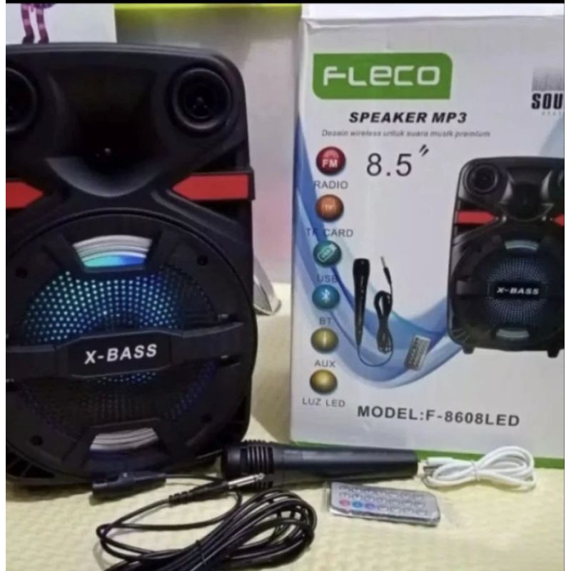 SPEAKER BLUETOOTH FLECO 8'5 INCH F-8608 FREE MIC +REMOT TERLARIS