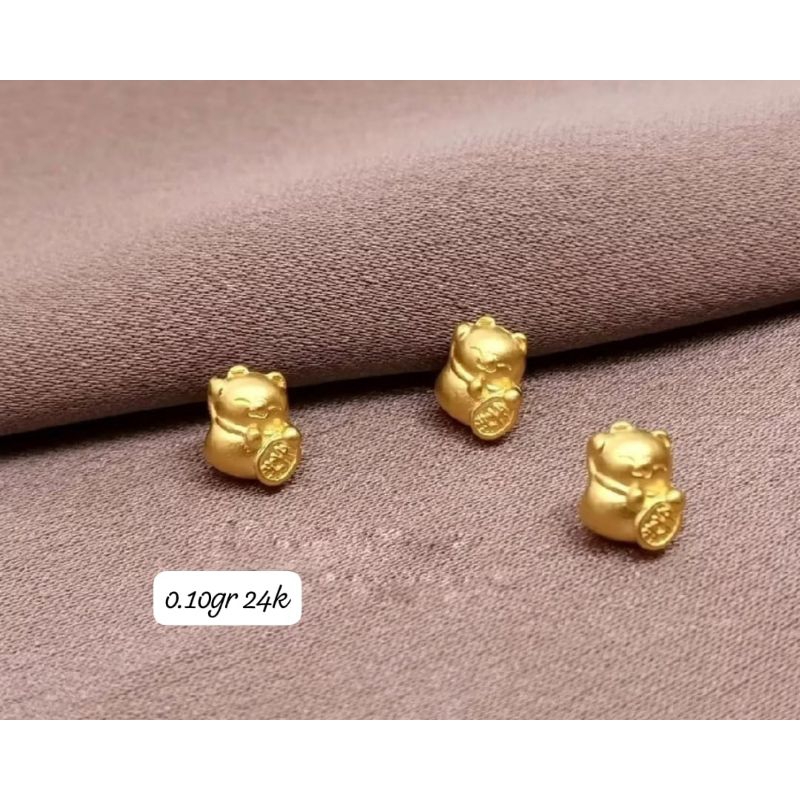 Emas Asli Kucing Rejeki 24K Hongkong 999%