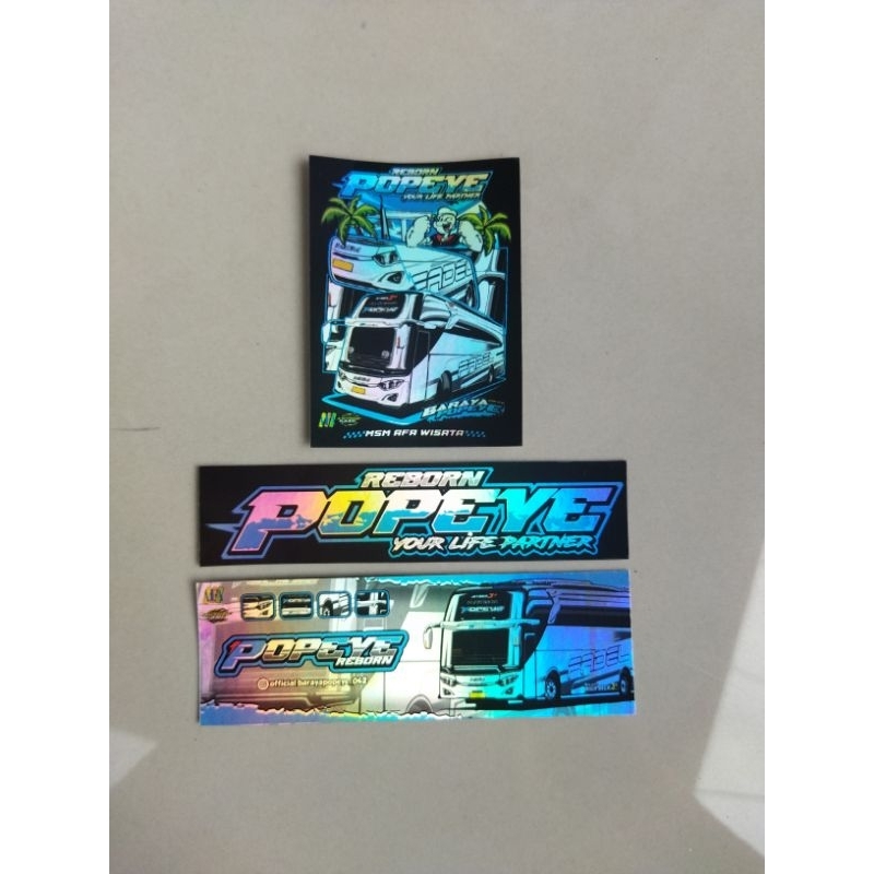 

Stiker paket Popeye hologram 3 pcs anti air ori