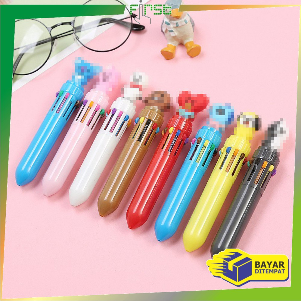 

FH-A13 PENA Karakter Rainbow Pulpen Kartun 10 Warna Pen Warna Warni Bolpoin Karakter Lucu