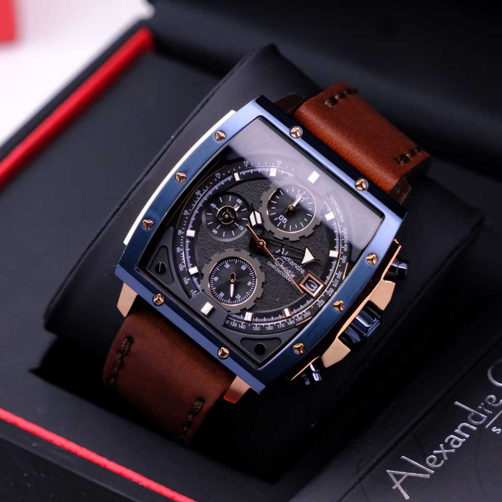 JAM TANGAN PRIA ALEXANDRE CHRISTIE/ALEXANDER CHRISTIE PRIA AC6376 ROSEGOLD BLUE ORIGINAL 100%