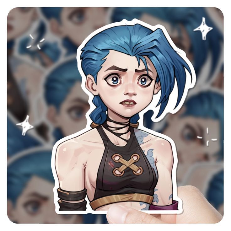 

Stiker ARCANA JINX League of Legends Game Figure Anime Accessories Powder