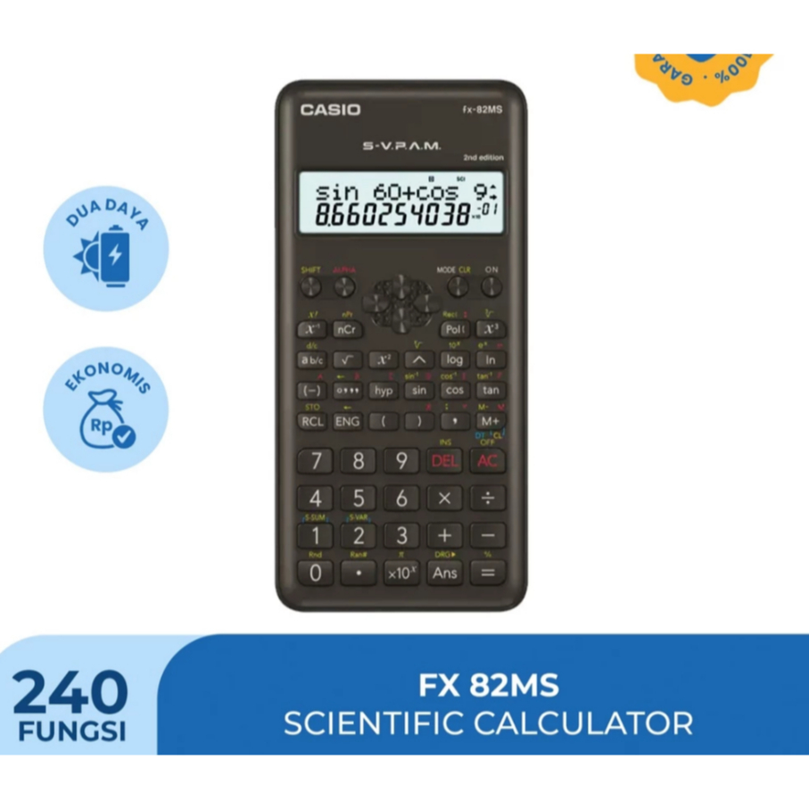 

Kalkulator Casio Scientific Calculator FX-82MS Original 240 fungsi Garansi 1 Tahun