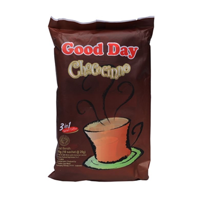 

GOOD DAY CHOCOCINNO COFFEE 3IN1 Kopi Instan @20gr isi 10 Sachet Special Susu Renceng Asli Aman