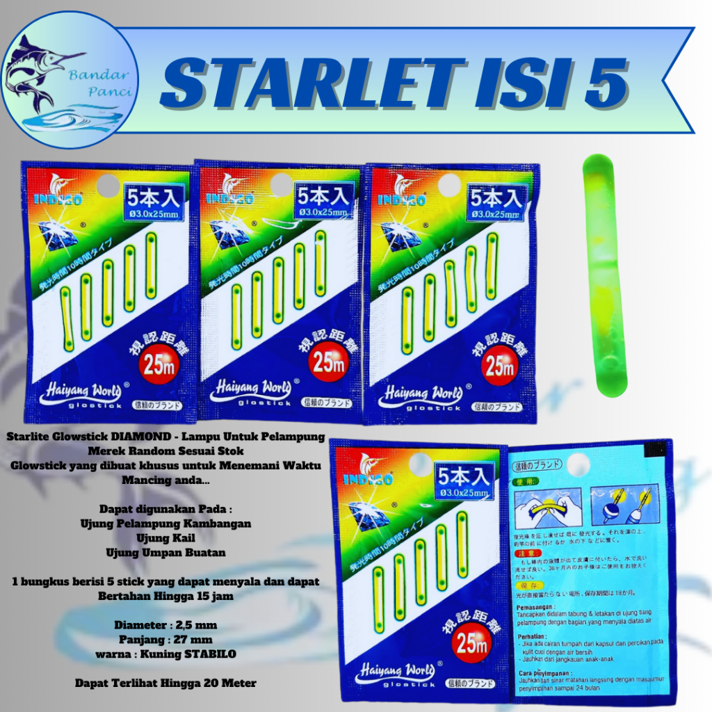 Aksesoris Pancing Starlet Isi 5 Tahan Lama Dan Terang