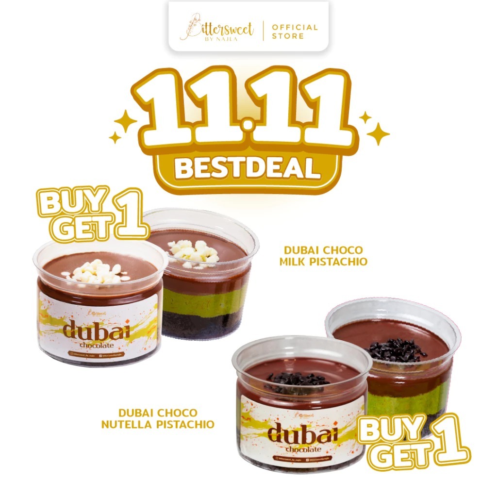 

BITTERSWEET BY NAJLA - BUY 1 GET 1 DUBAI CHOCO PISTACHIO READY STOCK