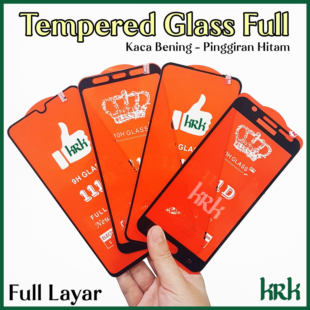 KRK Tempered Glass FULL Vivo 1606 Y53 2017 Anti Gores Kaca Pinggiran Hitam Pelindung Layar HP