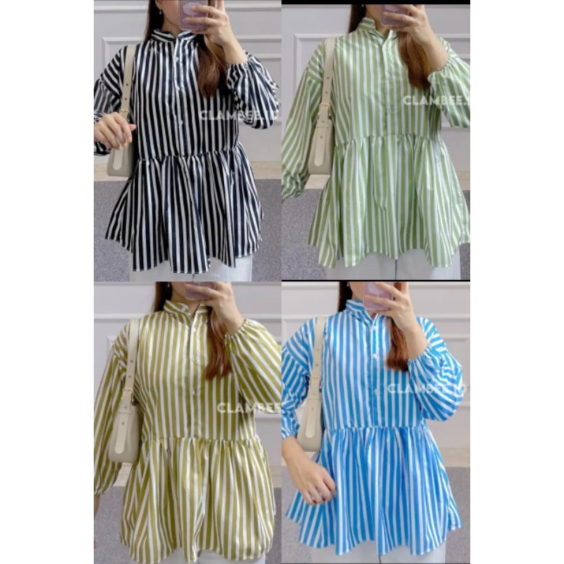 atasan blouse salur rempel