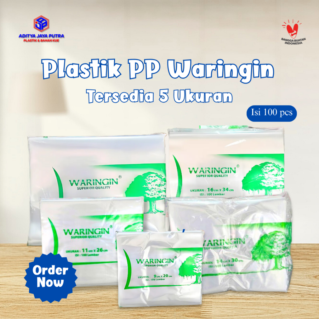 Plastik PP Bening Merk WARINGIN ukuran 1/4kg - 2kg [ 1 Pack = 100 lembar ]