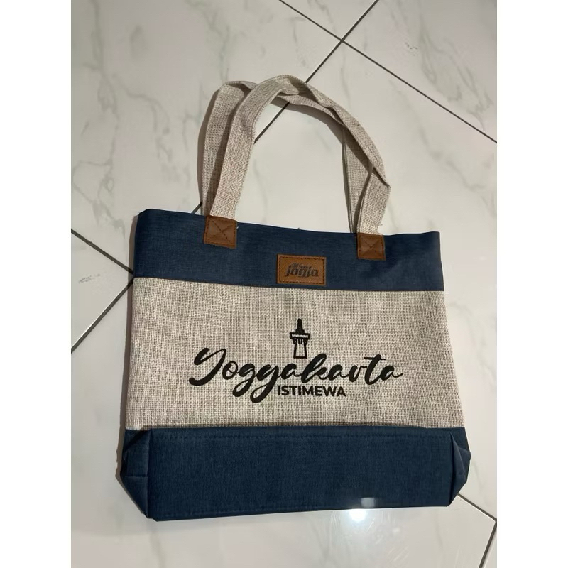 Tas wanita Tote denim mini sablon/Tas Oleh-oleh Jogja