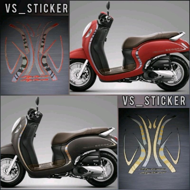 STRIPING LIST STANDART HONDA SCOOPY STYLISH 2021 MERAH GREY BROWN