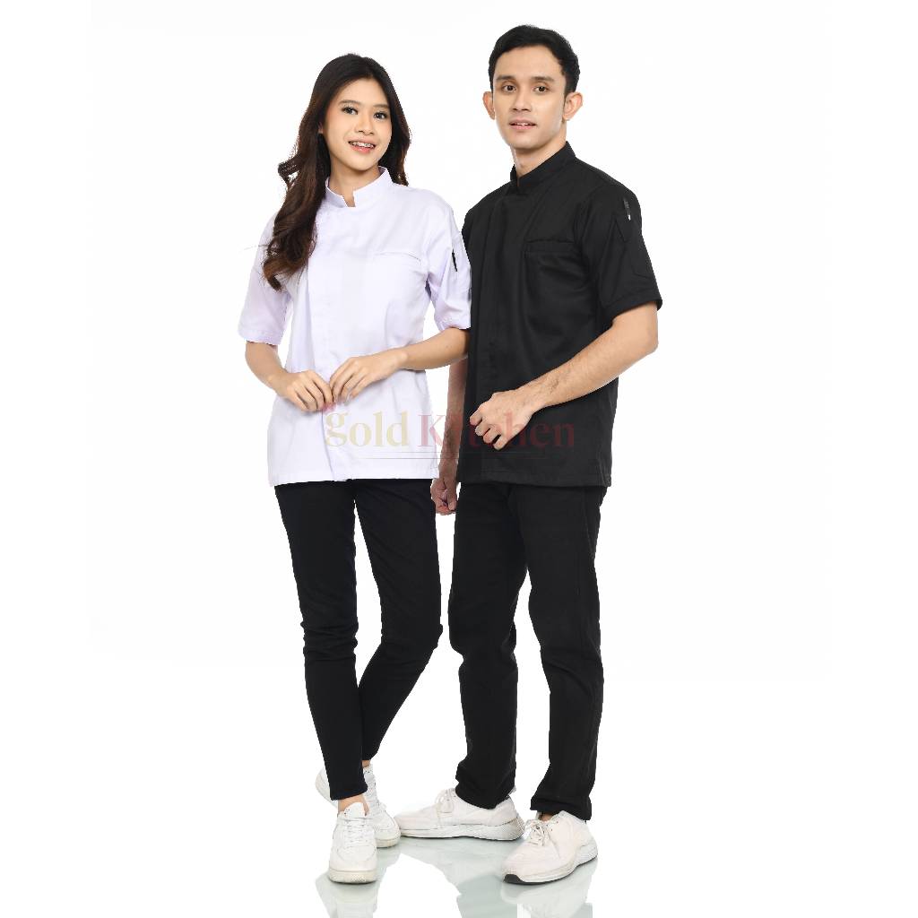 Baju Chef Baju Koki Chef Jacket Lengan Pendek Pria Wanita