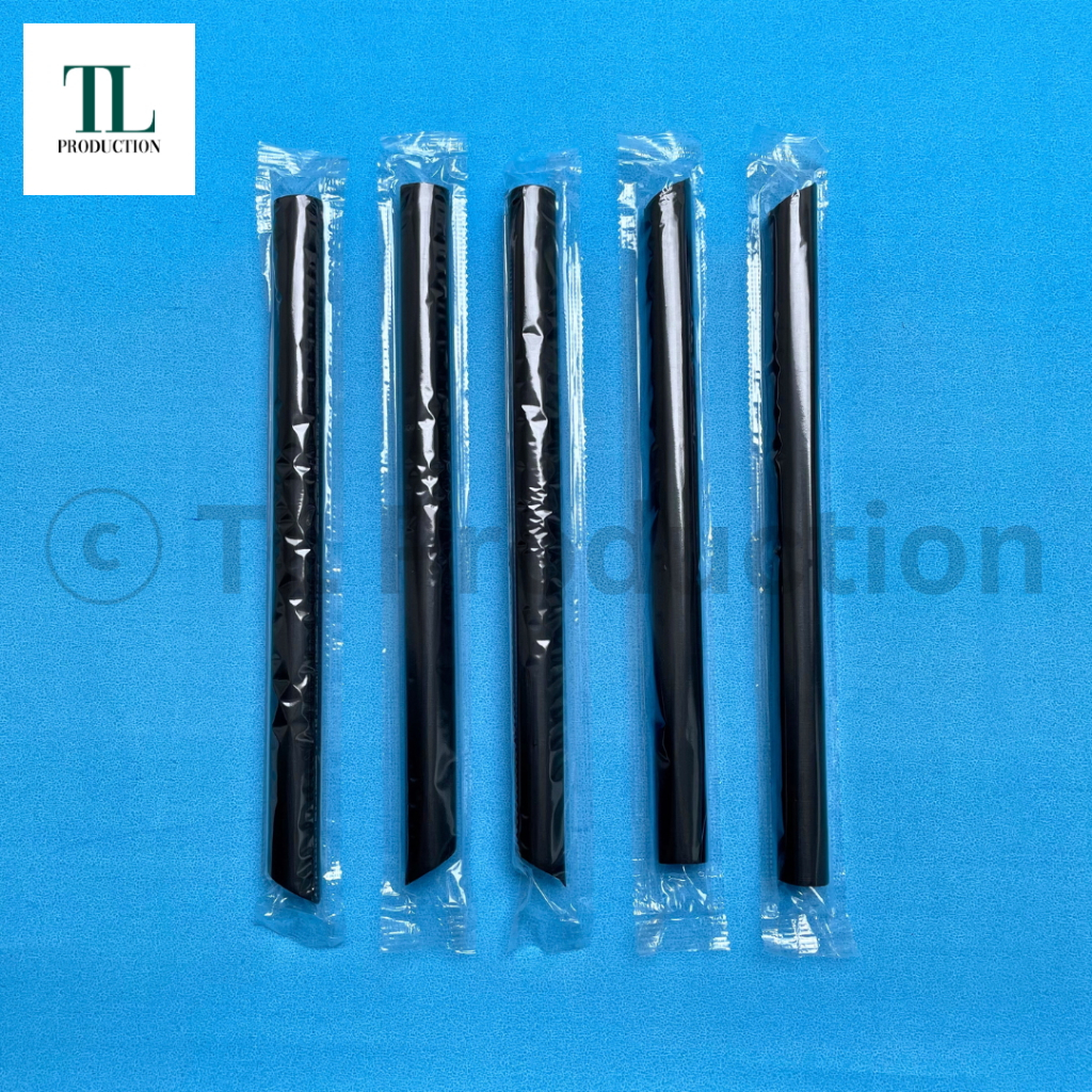 100pcs Sedotan Bubble Boba STERIL Bungkus Plastik 12mm 18cm HITAM - Sedotan Bening Steril - Sedotan 