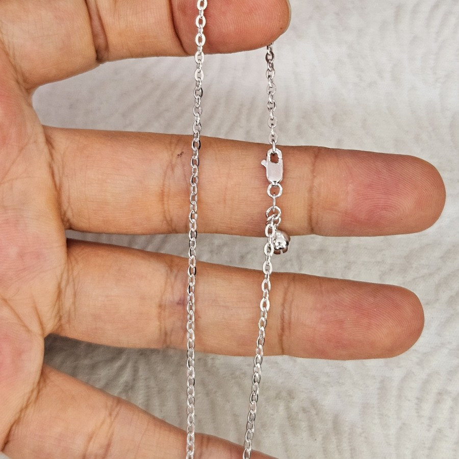 gelang kaki hollow putih klintingan emas 75 % 750 75%