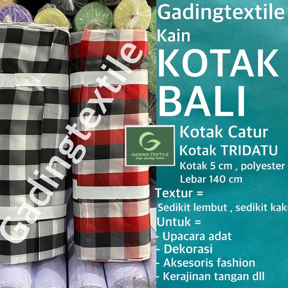per setengah meter kain kotak kotak bali catur tridatu 5 cm lebar 14 cm eceran upacara adat taplak m