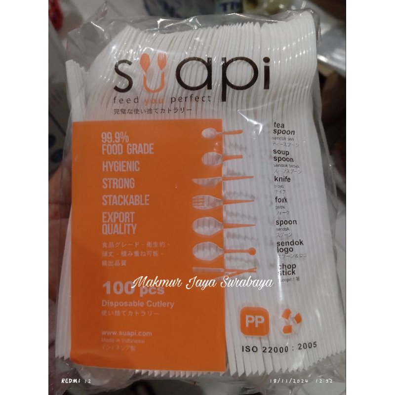 (100 pcs) Sendok Makan Suapi Putih/Garpu makan Suapi Putih/Sendok Plastik Suapi/Sendok Suapi/Garpu S