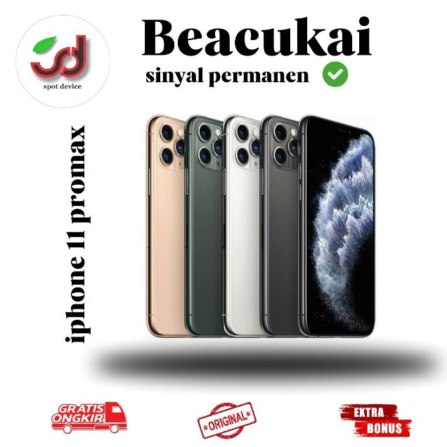 iphone 11 Promax Beacukai Like New setara Ibox IMEI Terdaftar 128 GB 256GB Bonus adaptor Ugreen MFI