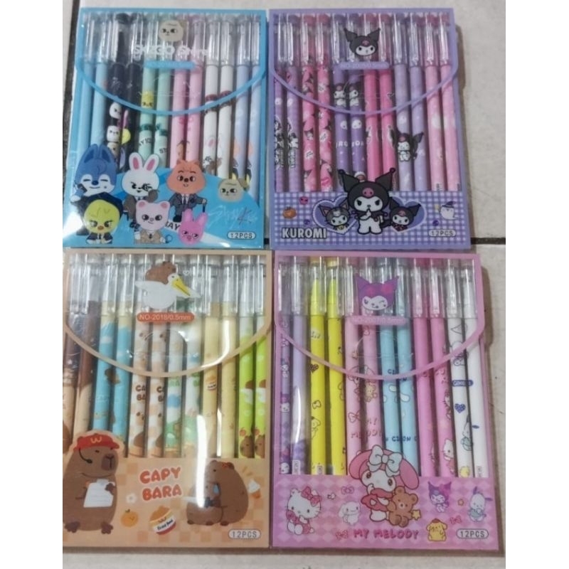 

Pulpen Bisa dihapus Motif Capybara 12pcs || Pulpen Erasable