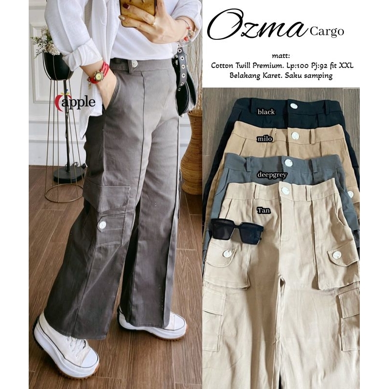OZMA CARGO PANTS ORI APPLE // CELANA PANJANG WANITA BAHAN PREMIUM TEBAL KEKINIAN TERMURAH