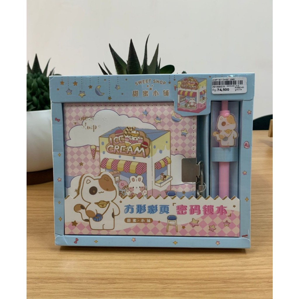 

DIARY SET SWEET 1989 / Buku Diary kunci set box dengan pulpen motif karakter