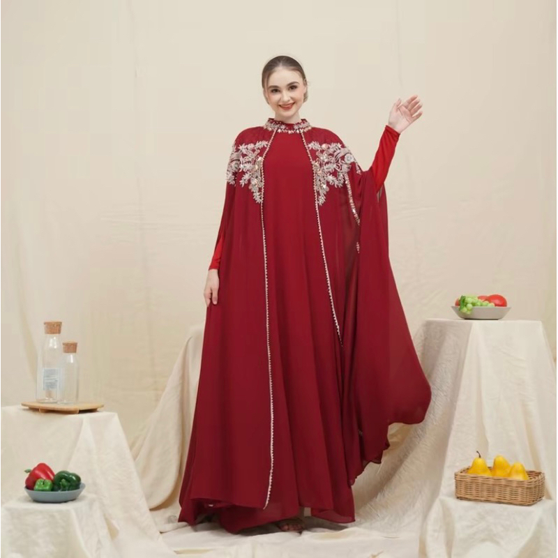 Ready Stock Kaftan Abaya ZAKIAH Free Inner Gamis Kaftan Abaya Lebaran Terbaru Kaftan Kondangan Fashi