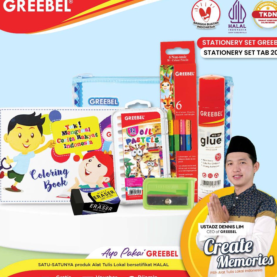 

Super Bintang GREEBEL Paket Alat Tulis TAB 217 Stationery Set Paket Mewarnai