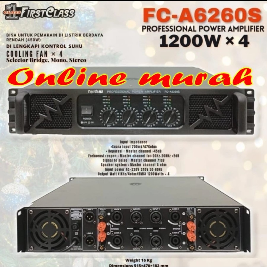 PROFESSIONAL POWER AMPLIFIER FIRSTCLASS FC A-6260S FCA6260S