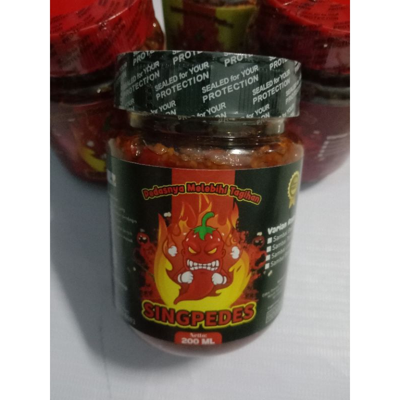 

Sambal Bawang merk "SINGPEDES"175gr,halal,pedas, gurih