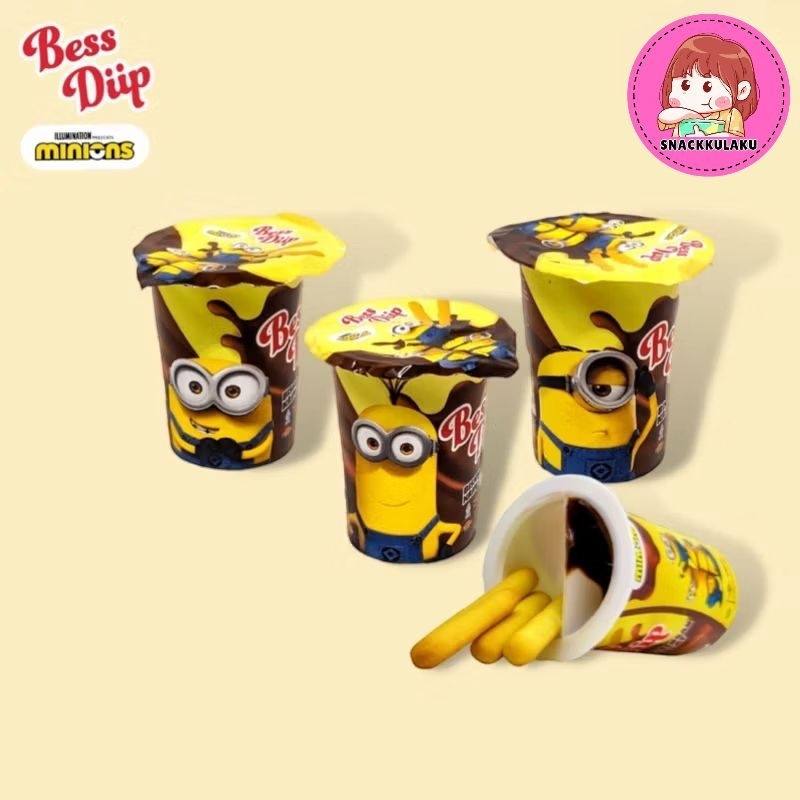 

BESS DIP BISKUIT COLEK KRIM COKELAT MINION SUPER MINI ISI 12PCS HALAL BPOM