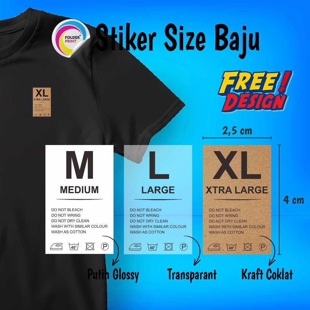 

Stiker Ukuran Baju Label Size Custom Design