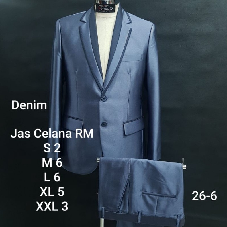 KODE J37H jas blue denim setelan jas pria jas wedding jas nikah jas pesta jas akad jas pengantin jas