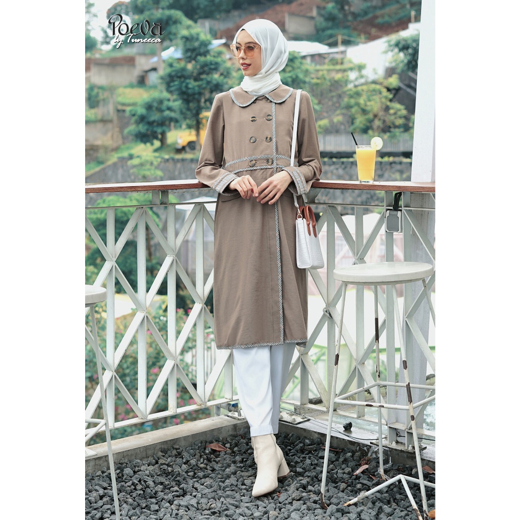 KODE P52R Tuneeca Poeva Midi Coat Eugenia  PV1236 I Atasan Wanita Kasual