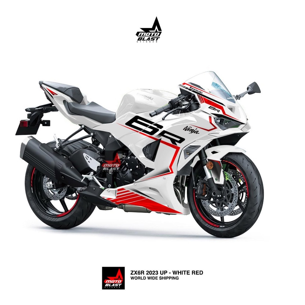 Decal Sticker ZX6R White Red Sporty Full Body Motoblast